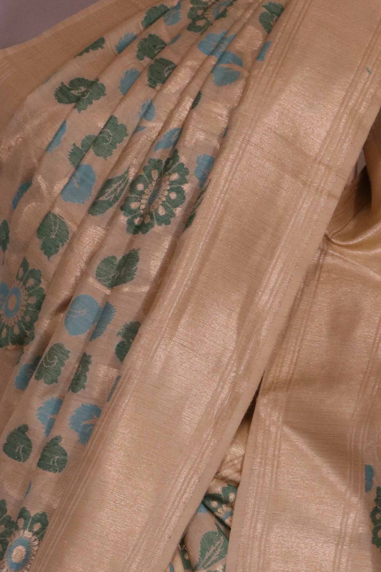 Designer Floral Handloom Tussar Silk Saree AL206534